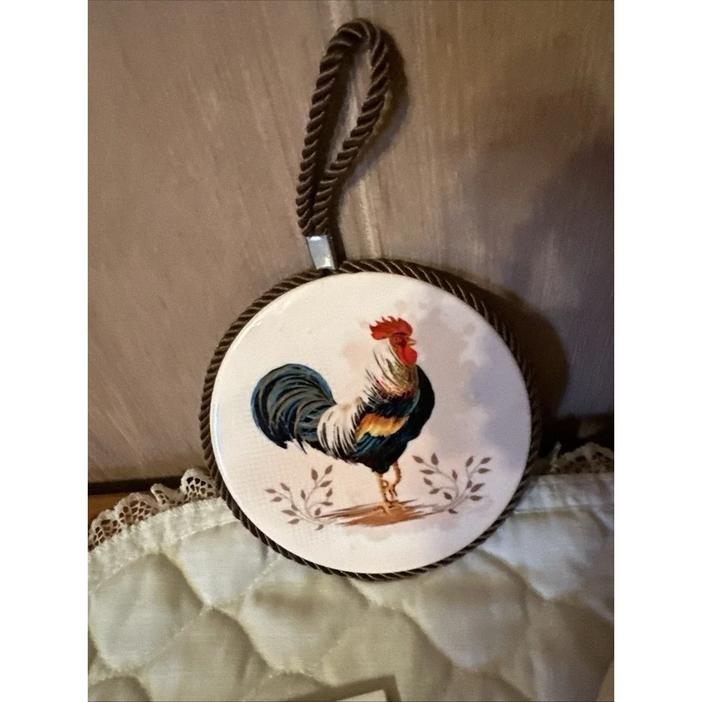 Lot Of Rooster Decor Rooster‎ Tile Art, Hot Plate And Candle Cover